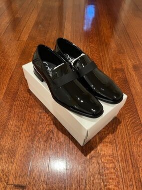 NWT Calvin Klein Black Patent Leather Men's Slip-On Loafers